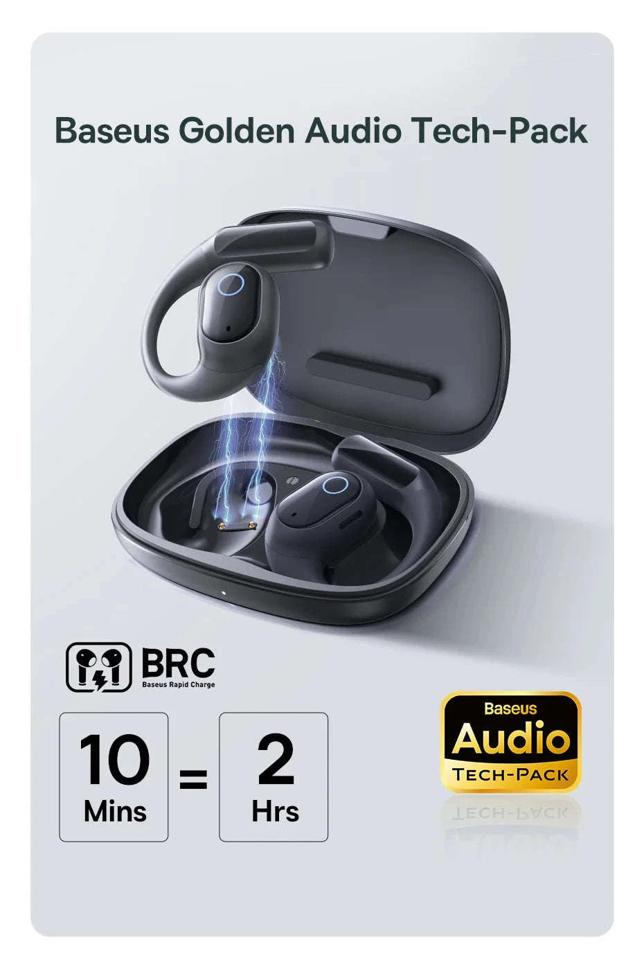 Baseus Eli 10i Fit Open-Ear Earphones Ear Hooks Wireless Bluetooth 5.4 Headphones IP54 Waterproof Air conduction Sports Earbuds-Black