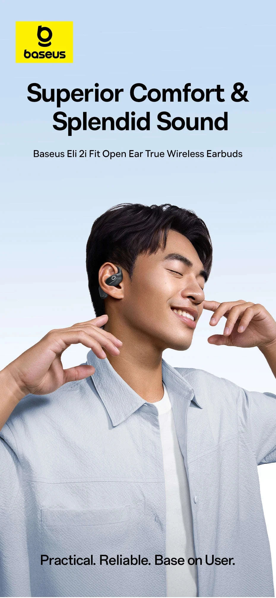 Baseus Eli 2i Fit Open‑Ear Wireless Earphones-White