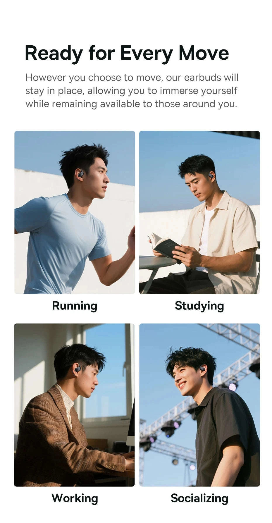 Baseus Eli 2i Fit Open‑Ear Wireless Earphones-White