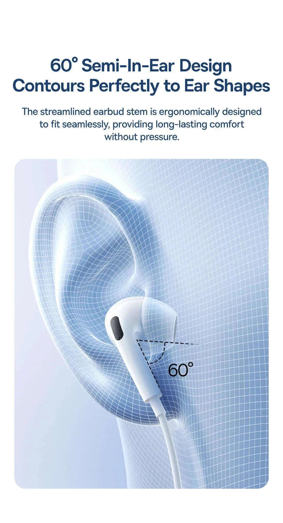 Baseus Encok CZ19 Type‑C Wired Earphones with Mic-WHITE