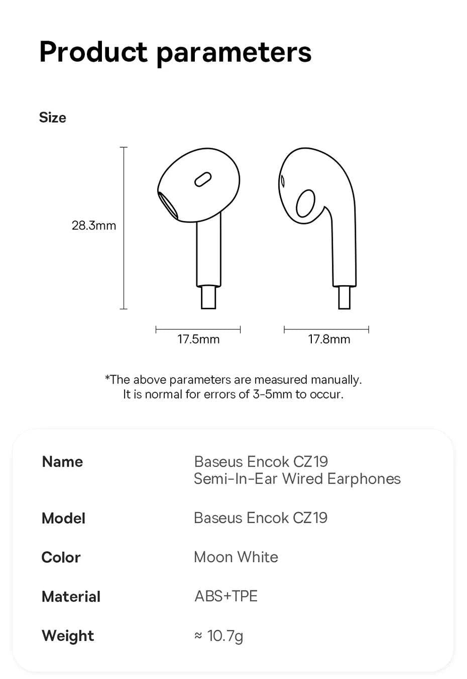 Baseus Encok CZ19 Type‑C Wired Earphones with Mic-WHITE