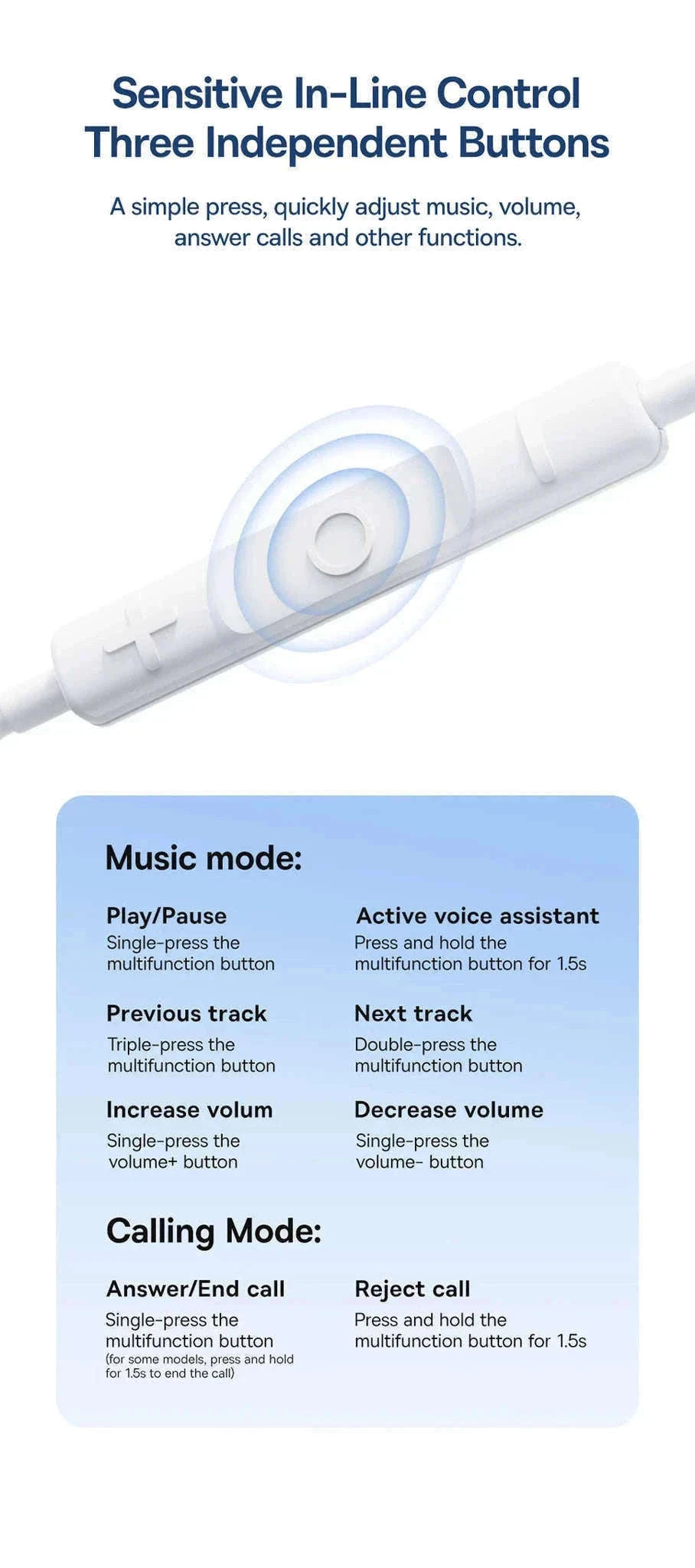 Baseus Encok CZ19 Type‑C Wired Earphones with Mic-WHITE