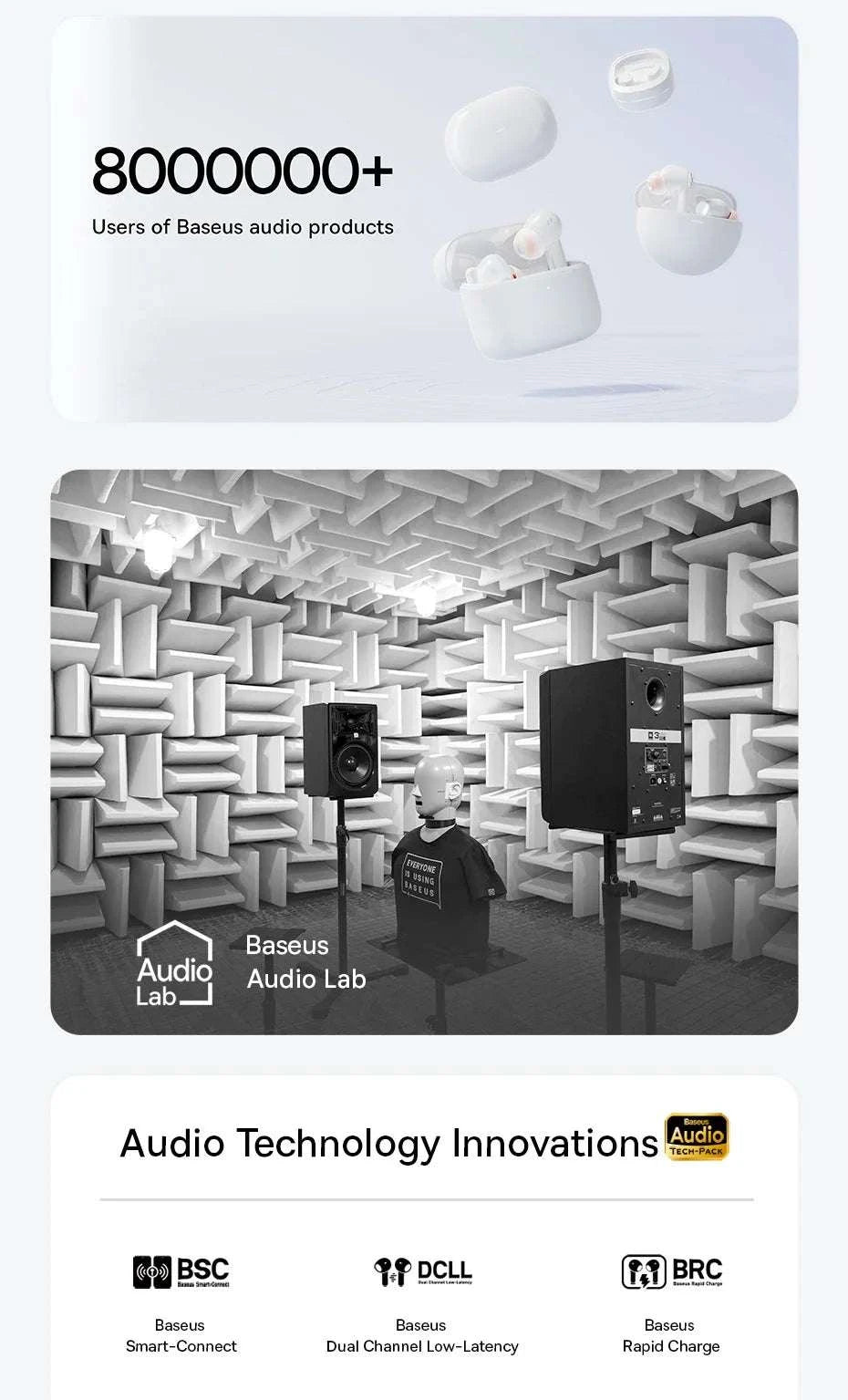 Baseus EP10 Pro ANC Wireless Earbuds with LDAC & 55H Battery-White