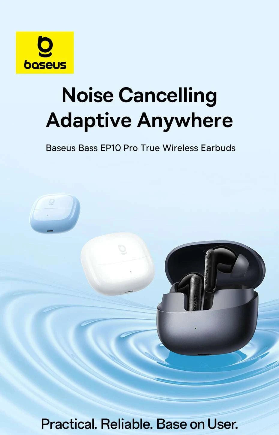 Baseus EP10 Pro ANC Wireless Earbuds with LDAC & 55H Battery-White