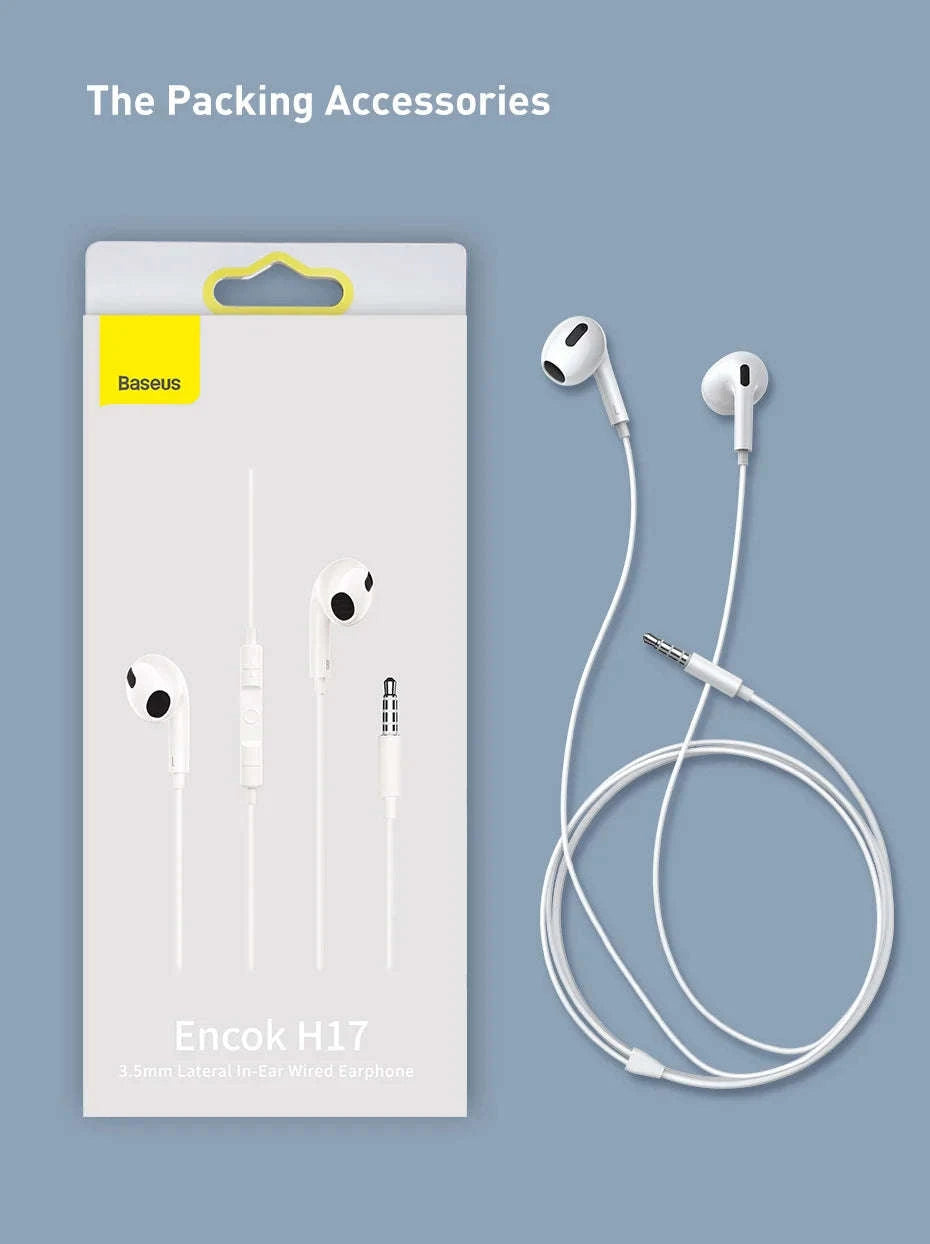 Baseus H17 3.5mm Wired Earphone with Microphone-3.5mm White