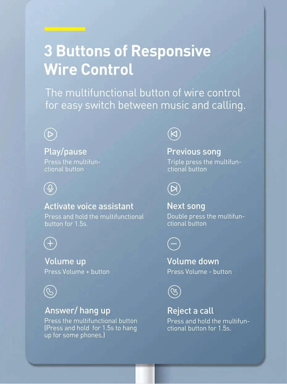 Baseus H17 3.5mm Wired Earphone with Microphone-3.5mm White