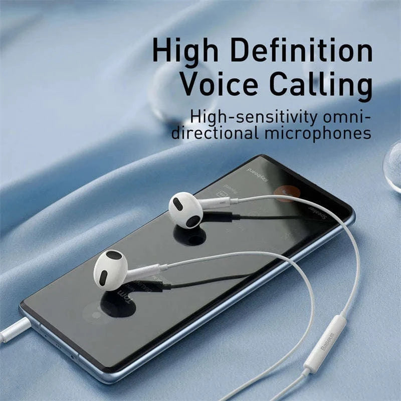 Baseus H17 3.5mm Wired Earphone with Microphone-3.5mm White