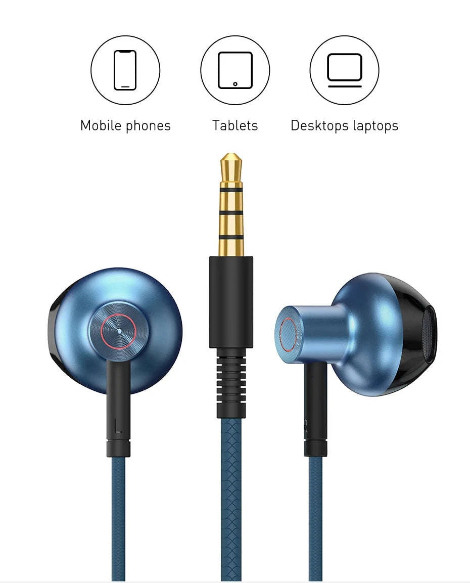Baseus H19 Wired Earphones-Blue
