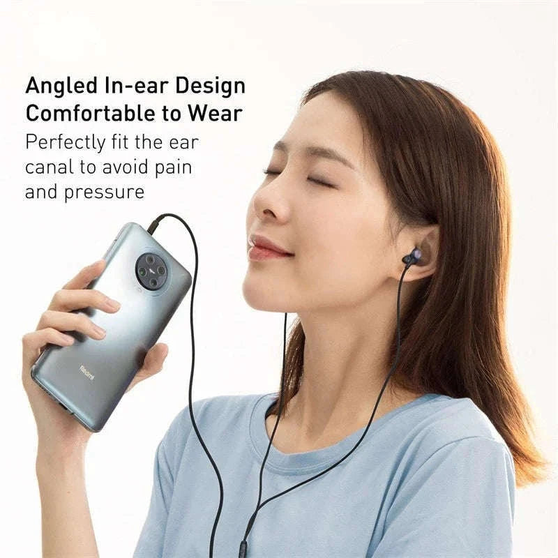 Baseus H19 Wired Earphones with Mic and 6D Stereo Bass-Blue