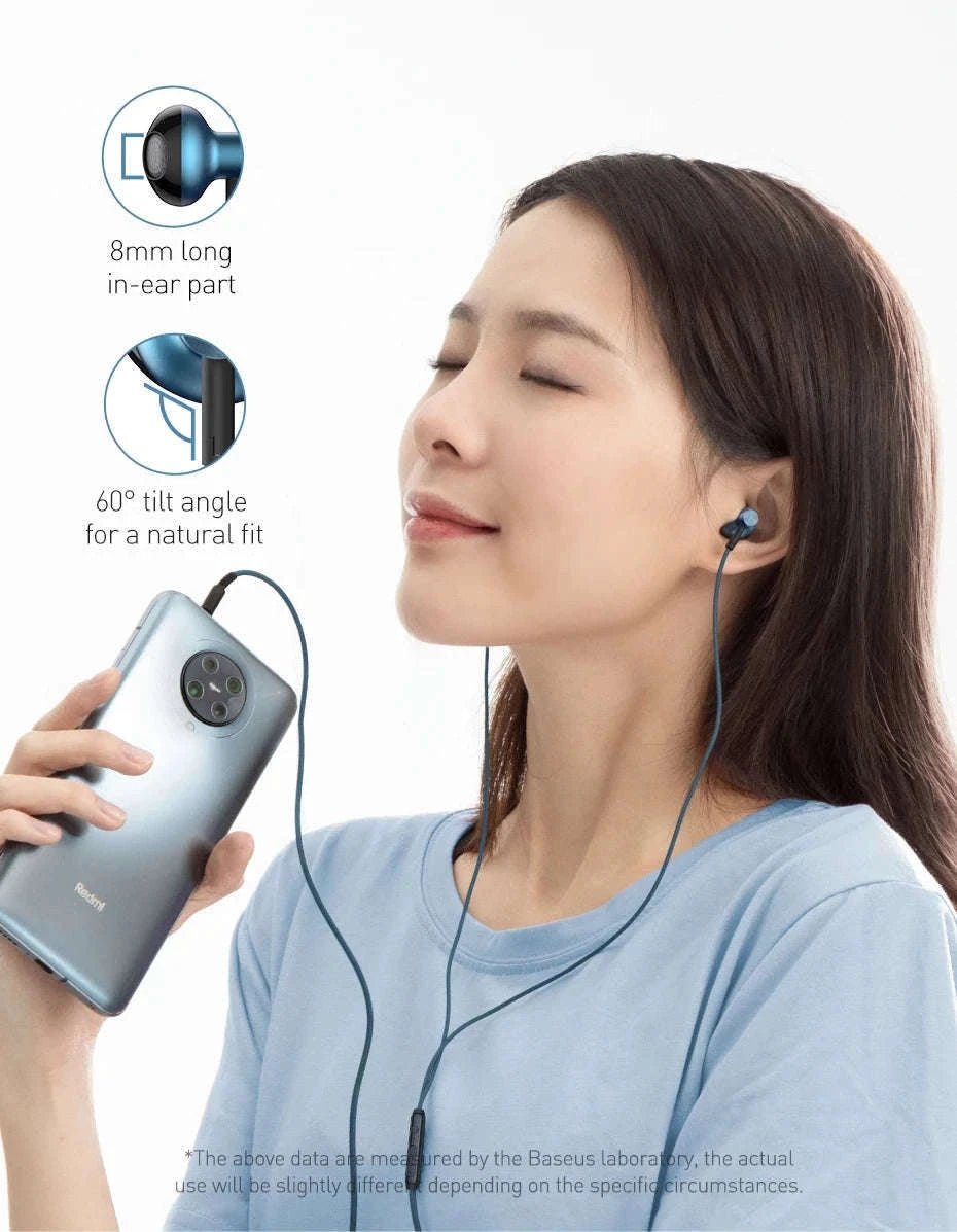 Baseus H19 Wired Earphones with Mic and 6D Stereo Bass-Blue