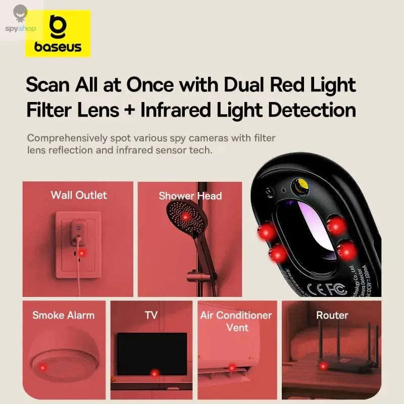 Baseus Heyo Series II Hidden Camera Detector – Dual Detection, Intrusion Alarm, Long Standby-Black / CHINA