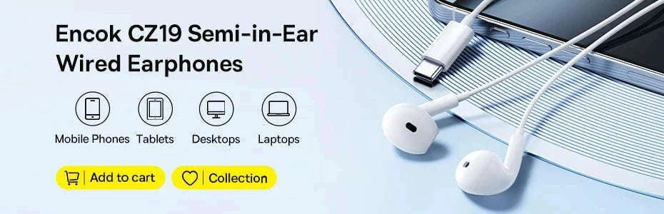 Baseus HZ19 Wired Earphones 3.5mm Semi-In-Ear Headphones-White