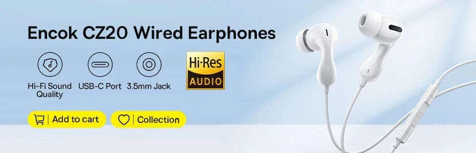 Baseus HZ19 Wired Earphones 3.5mm Semi-In-Ear Headphones-White