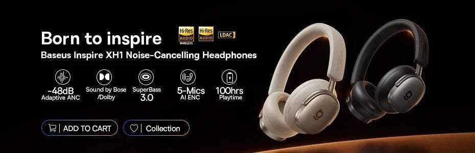 Baseus Inspire XH1 ANC Wireless Headphones 100Hr Hi-Res LDAC-Cosmic Black / China Mainland