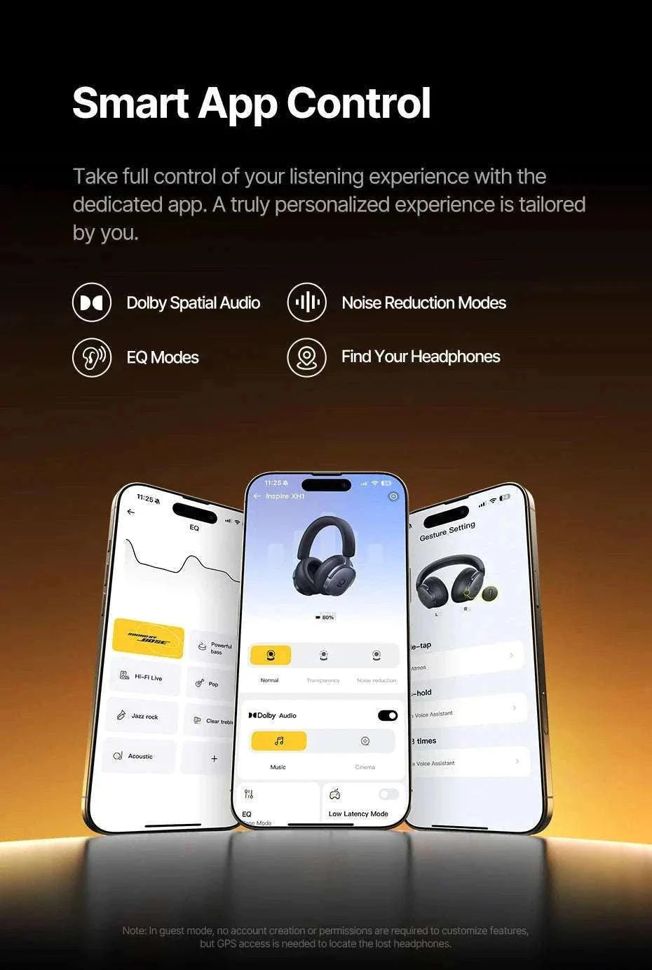 Baseus Inspire XH1 ANC Wireless Headphones 100Hr Hi-Res LDAC-Cosmic Black / China Mainland