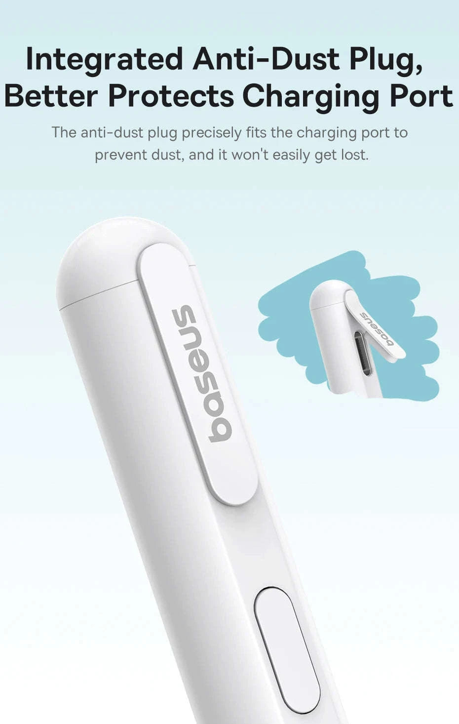 Baseus Tilt Sensitivity Stylus Pen for iPad with Wired Charging-White
