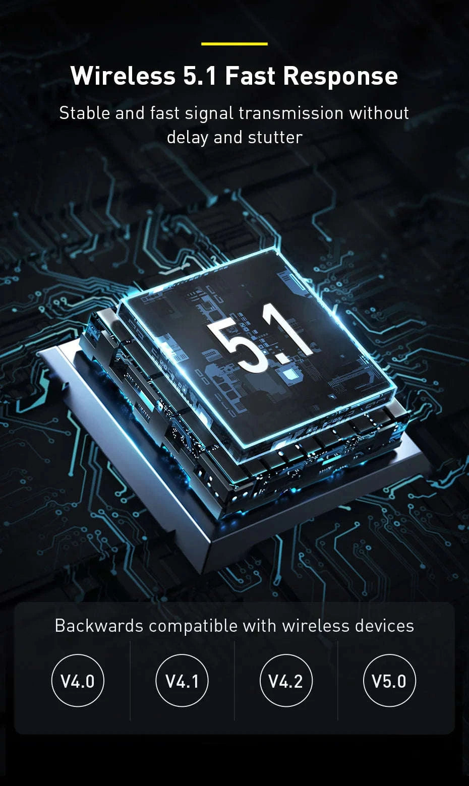 Baseus USB Bluetooth Adapter 5.1/5.3 Wireless Receiver for PCs-Black