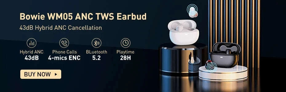 Baseus WM02 TWS Wireless Earbuds with Bluetooth 5.3-White