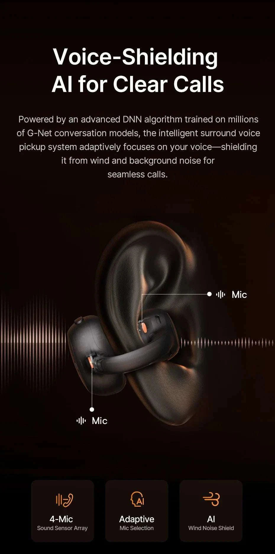 Baseus XC1 Open-Ear Clip Wireless Earbuds Bluetooth 6.1-White
