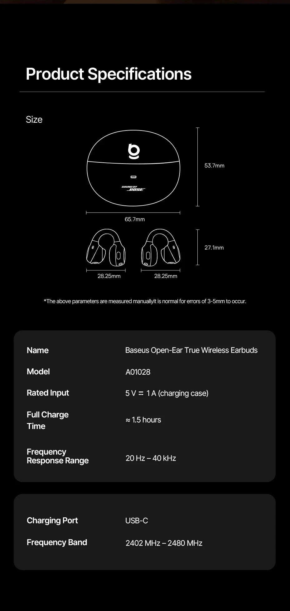 Baseus XC1 Open-Ear Clip Wireless Earbuds Bluetooth 6.1-White
