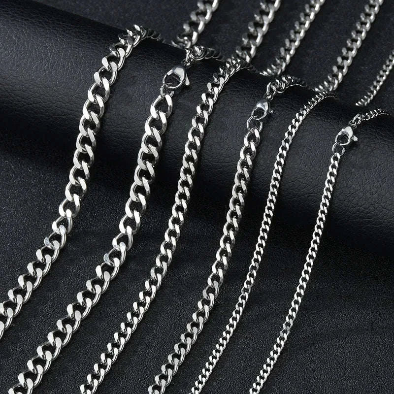 Basic Punk Stainless Steel Cuban Link Necklace-Black / 60cm / 5mm