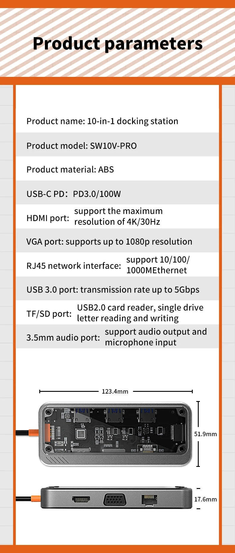 Basix USB C Hub 4K Adapter with HDMI, DP, VGA, Ethernet & USB Ports-10 in 1 updated