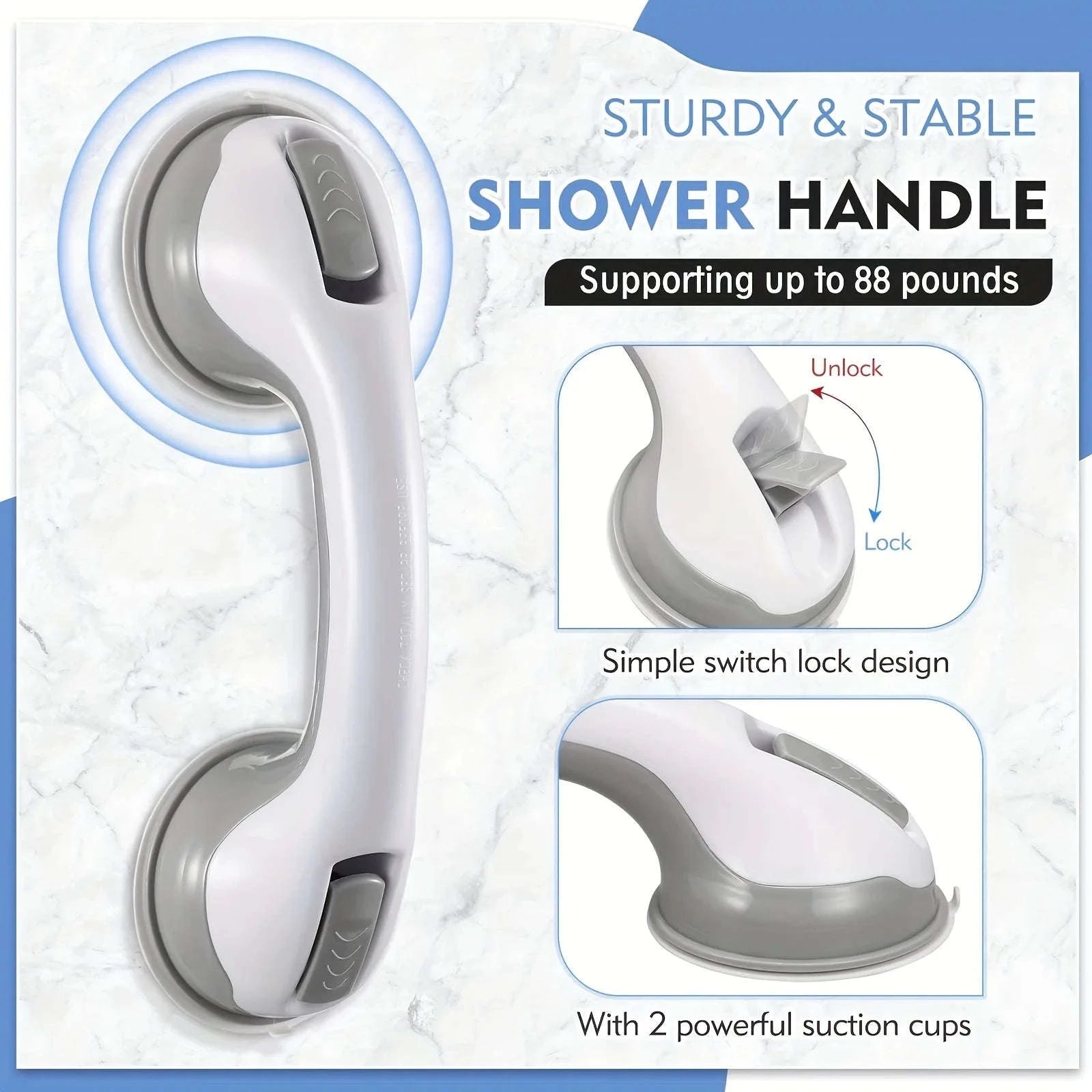 Bathroom Handrail Suction Cup Safety Support Bar-Gary