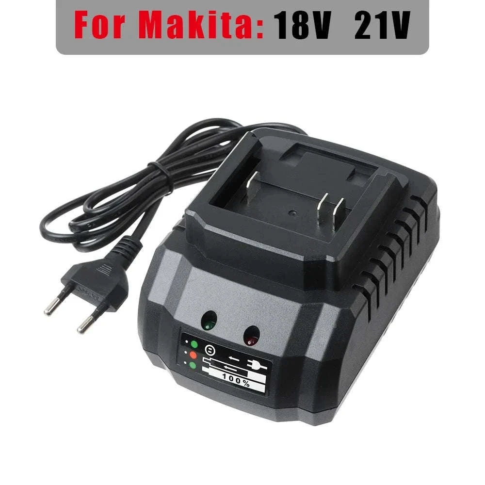 Battery Charger Replacement for Makita 18V–21V Li‑ion Batteries-black / EU