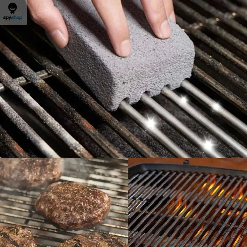 BBQ Grill Cleaning Brush – Pumice Block Scrubber for Easy Grill Care-GRAY