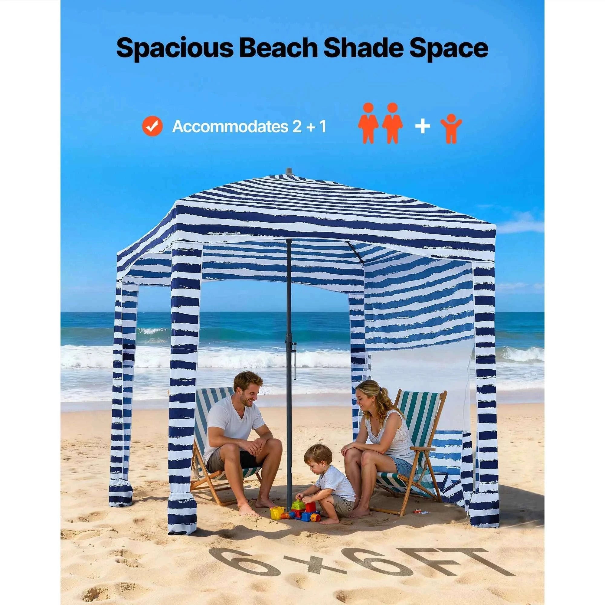 Beach Cabana Canopy with Side Wall and Sand Pockets-8ft x 8ft typeD / United States