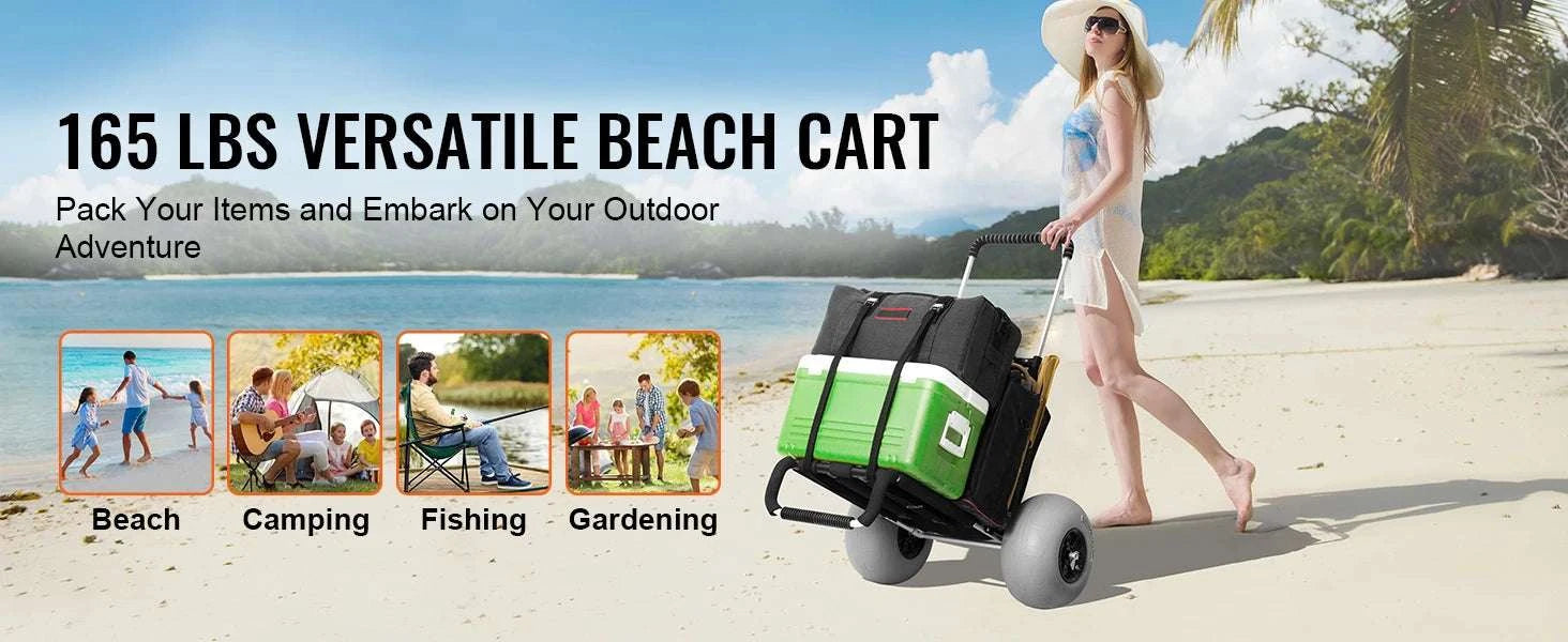 Beach Dolly Cart with Balloon Wheels 165LB Foldable Sand Wagon-12in / GERMANY