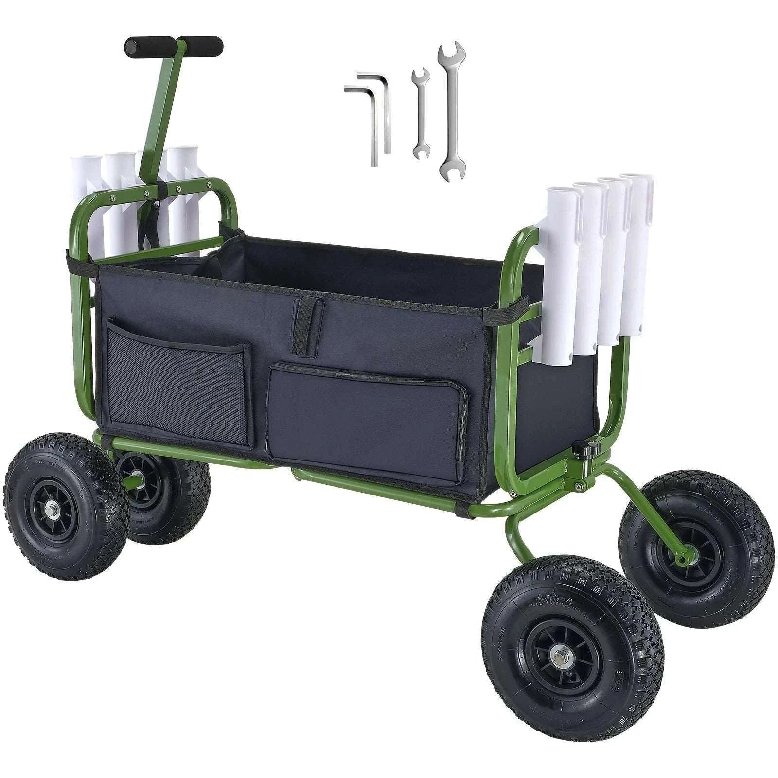 Beach Fishing Cart with 300lb Capacity, 11" Wheels & 8 Rod Holders-300 lbs / United States