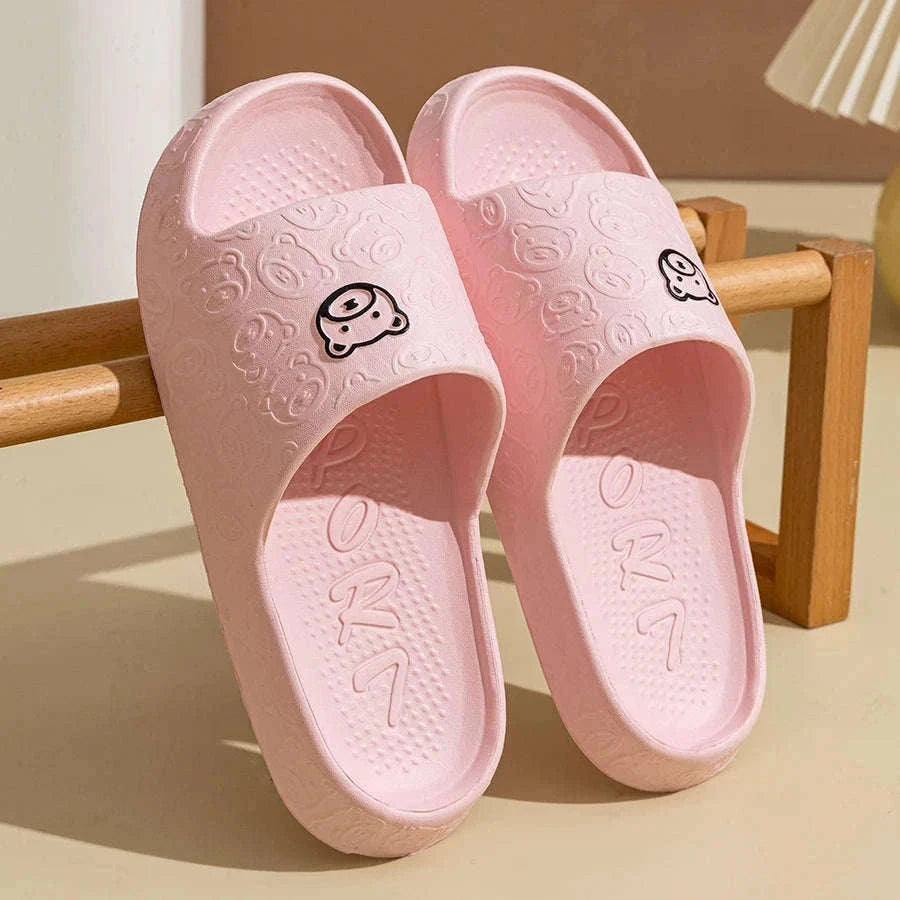 Bear Print Non-Slip Indoor Slides for Cozy Everyday Comfort-WHITE / 42-43