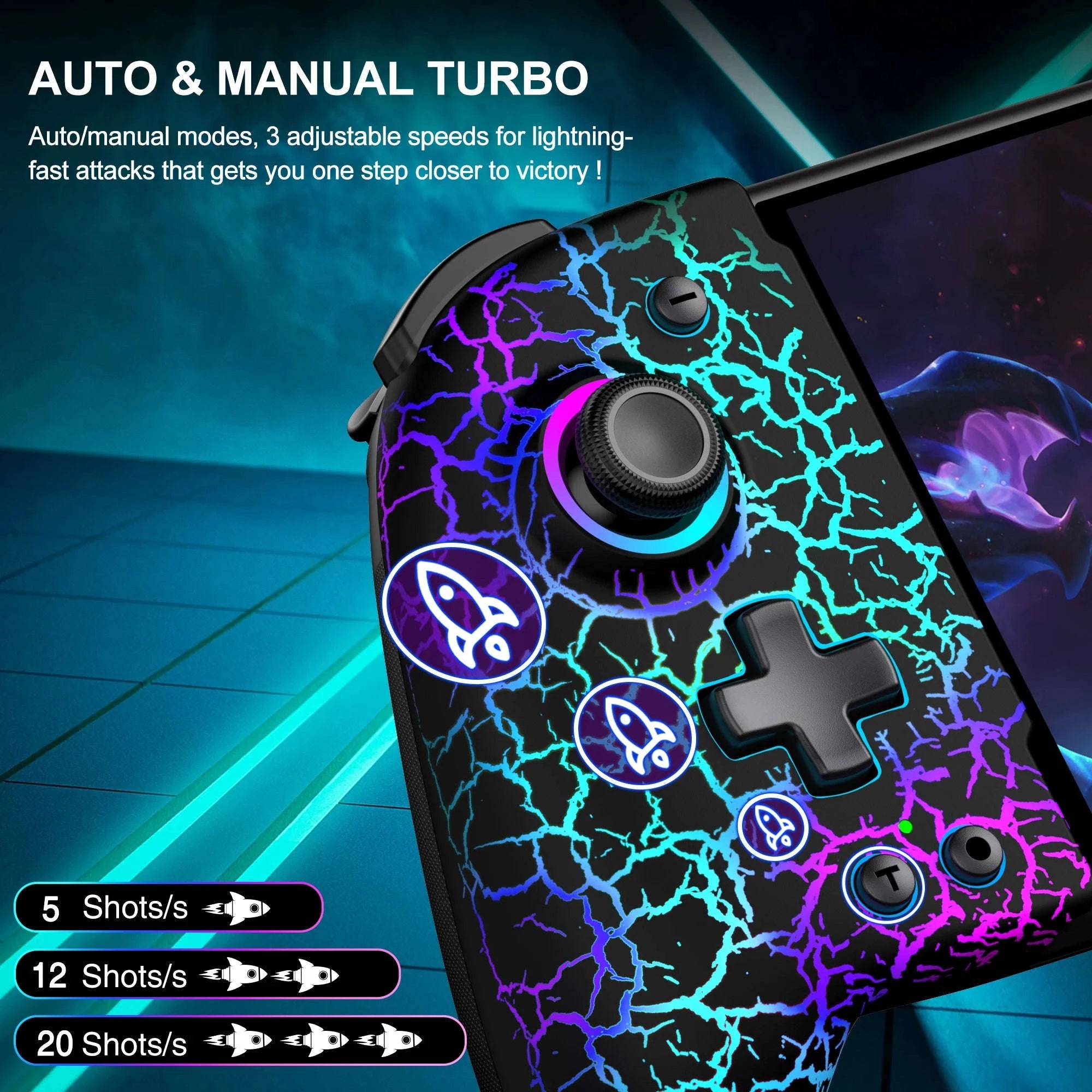 BEBONCOOL JC200 Switch Controller For Nintendo Switch/Switch OLED Joystick Gamepad Built-in 6-Axis Gyro Design Handheld Grip-JC201 / United Kingdom