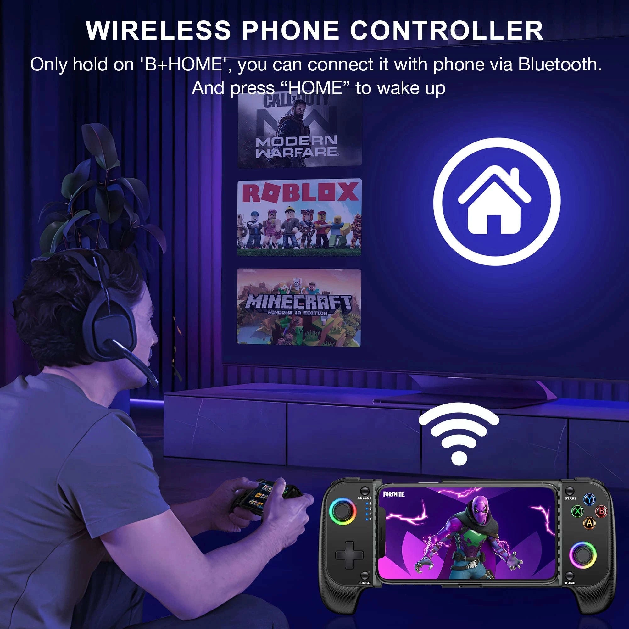 BEBONCOOL MC100 Bluetooth Mobile Game Controller for iOS Android-BEBONCOOL MC101 / United States