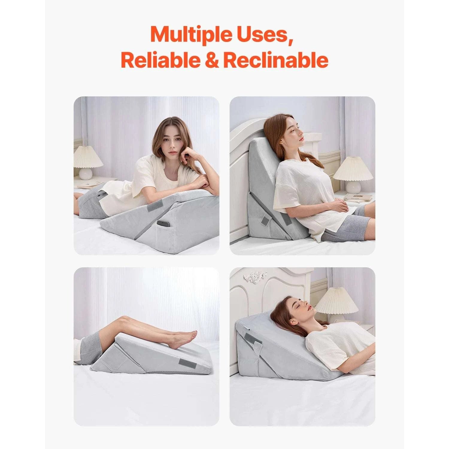 Bed Wedge Pillow for Acid Reflux, Snoring & Post-Surgery Support-2 Pcs / United States