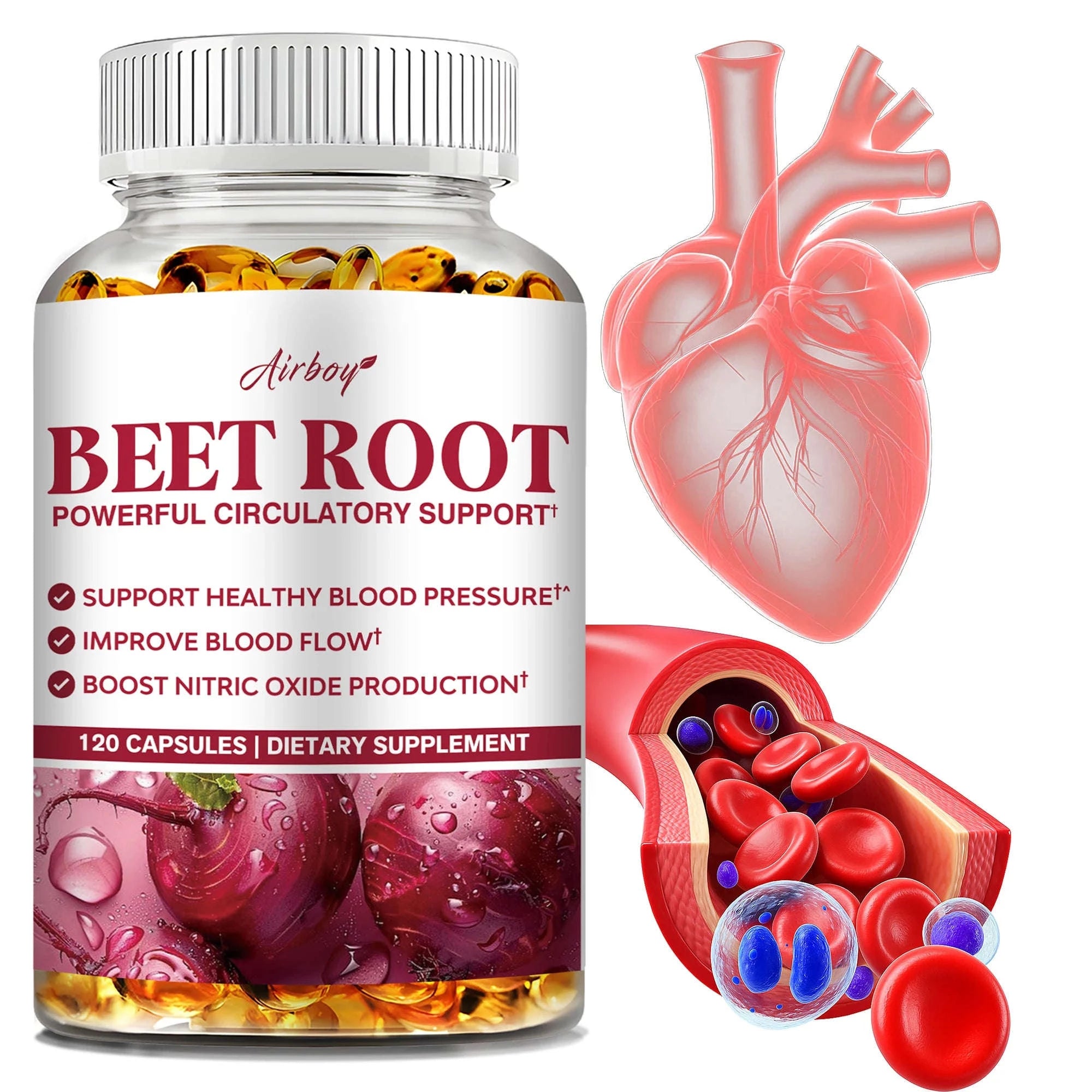 Beetroot Capsules for Healthy Blood Pressure and Circulation-United States / 120 Capsules
