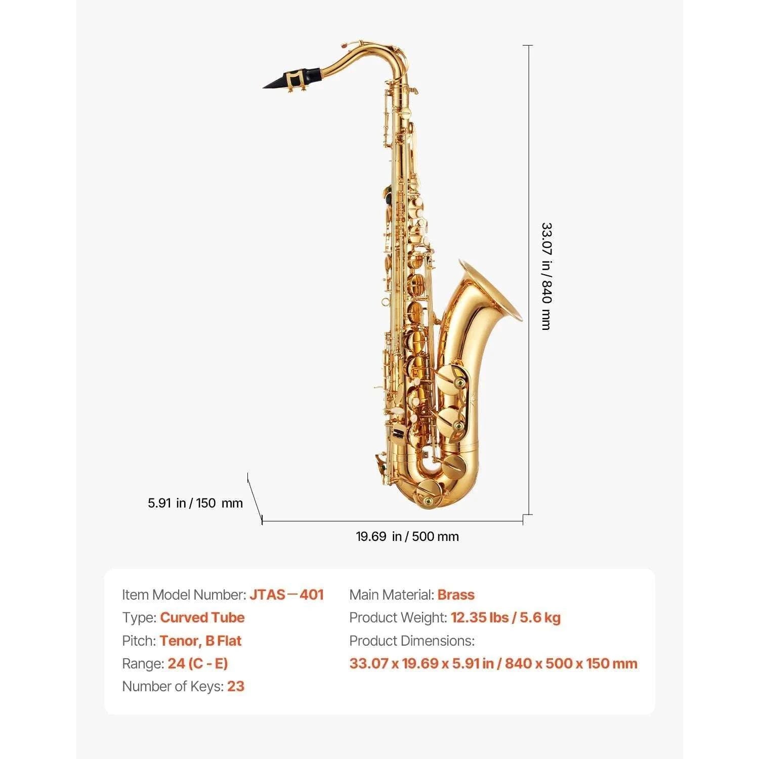 Beginner Alto or Tenor Saxophone Kit with Case & Accessories-Mid-tone E Flat / United States