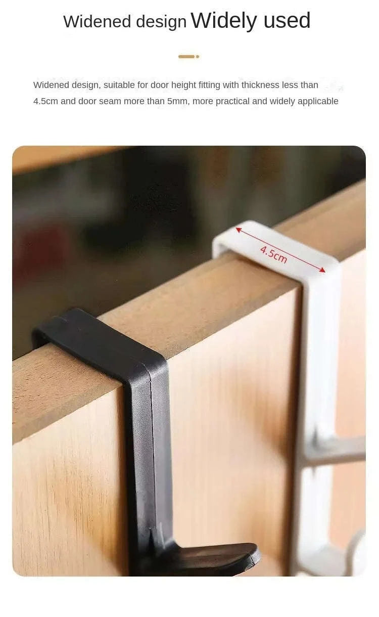 Behind Door Hook Rack – 5‑Hook Over Door Storage-27x4.5cm / Black