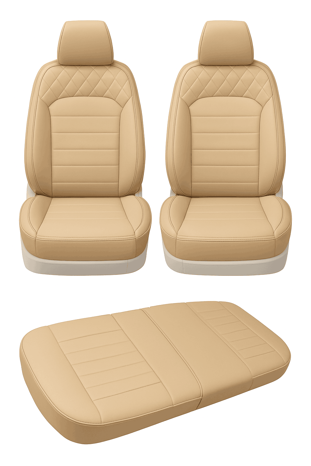 Beige Full-Wrapped Car Seat Cover-Beige front 1pc