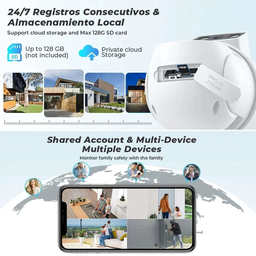 BELIA 4K 8MP WiFi Surveillance Camera with Dual‑Lens PTZ Control-4MP NO SD Card / US Plug