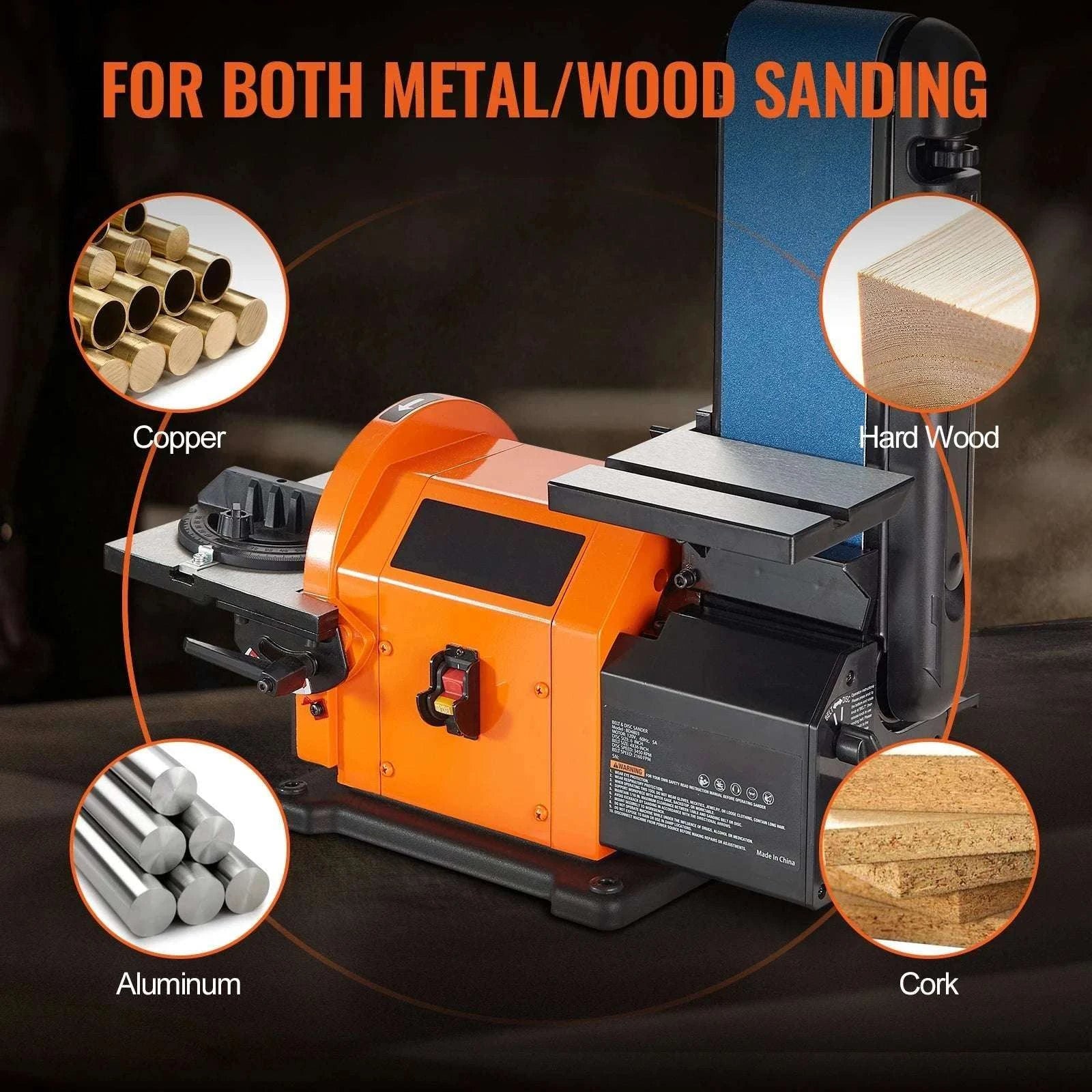 Belt Disc Sander Combo Bench with Adjustable Angle and Induction Motor-5.0AMP / United States