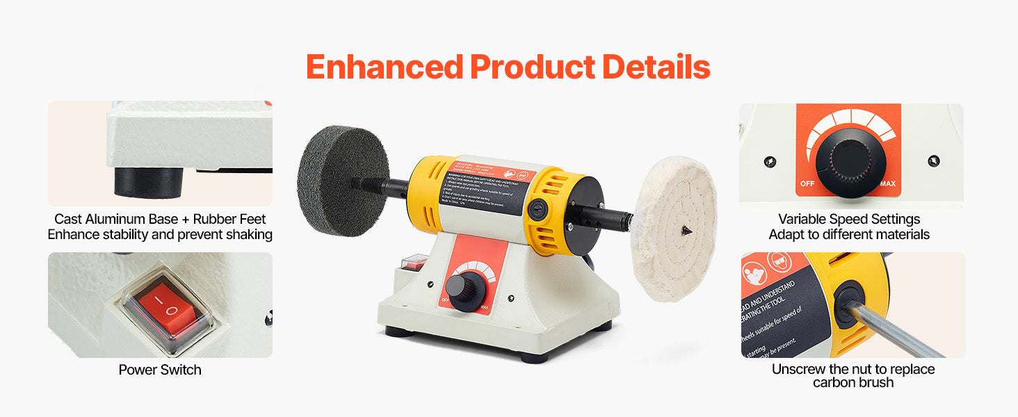 Polirka za stol s 1/2 KS i promjenjivom brzinom 0–8000 RPM, komplet