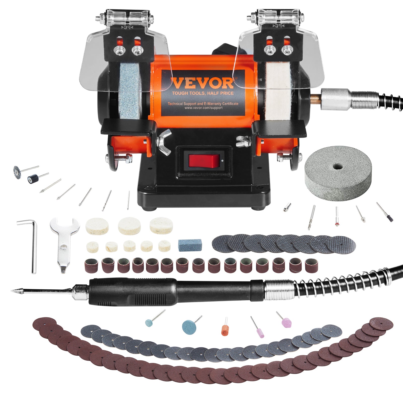 VEVOR 3in Jewelry Polisher Buffer Brushless Adjustable Speed Mini Multi-purpose Bench Grinder Polishing Machine for Gemstones