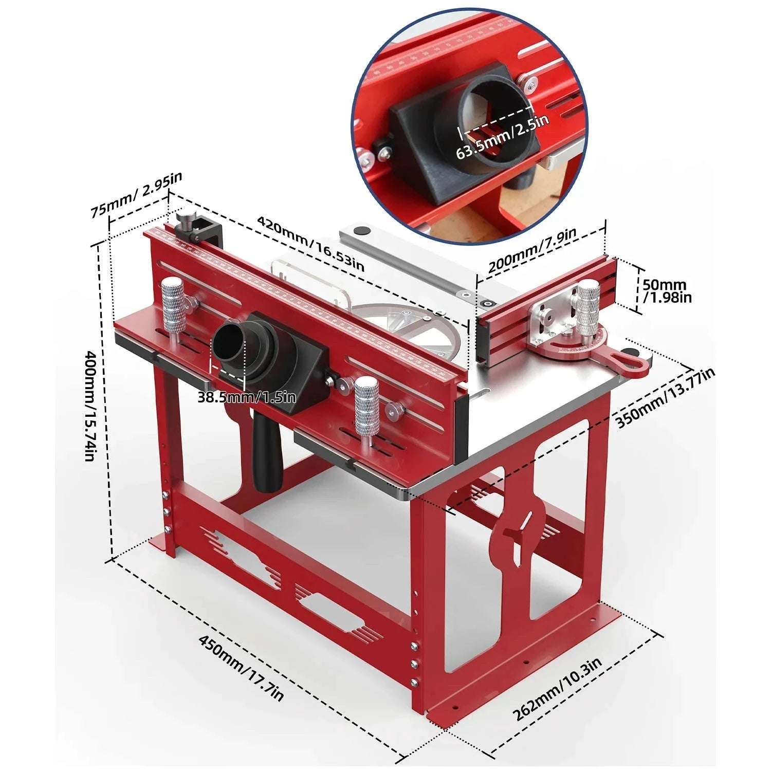 Bench Top Router Table Workbench with Miter Gauge, Profile Fence System & Dust Port-Metric Type / CZECH REPUBLIC