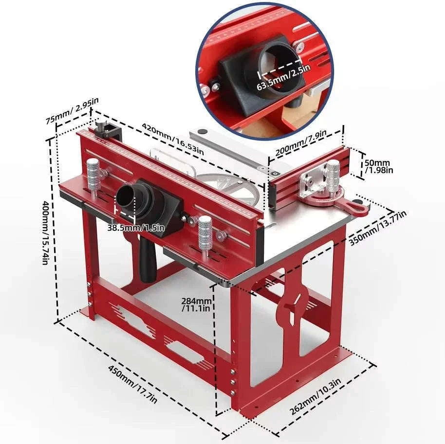 Bench Top Router Table Workbench with Miter Gauge, Profile Fence System & Dust Port-Metric Type / CZECH REPUBLIC