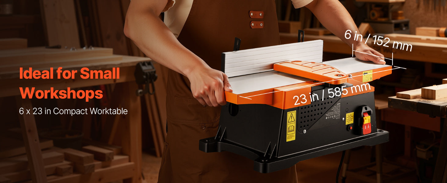 6 in 2 HP Benchtop Jointer with Adjustable Fence