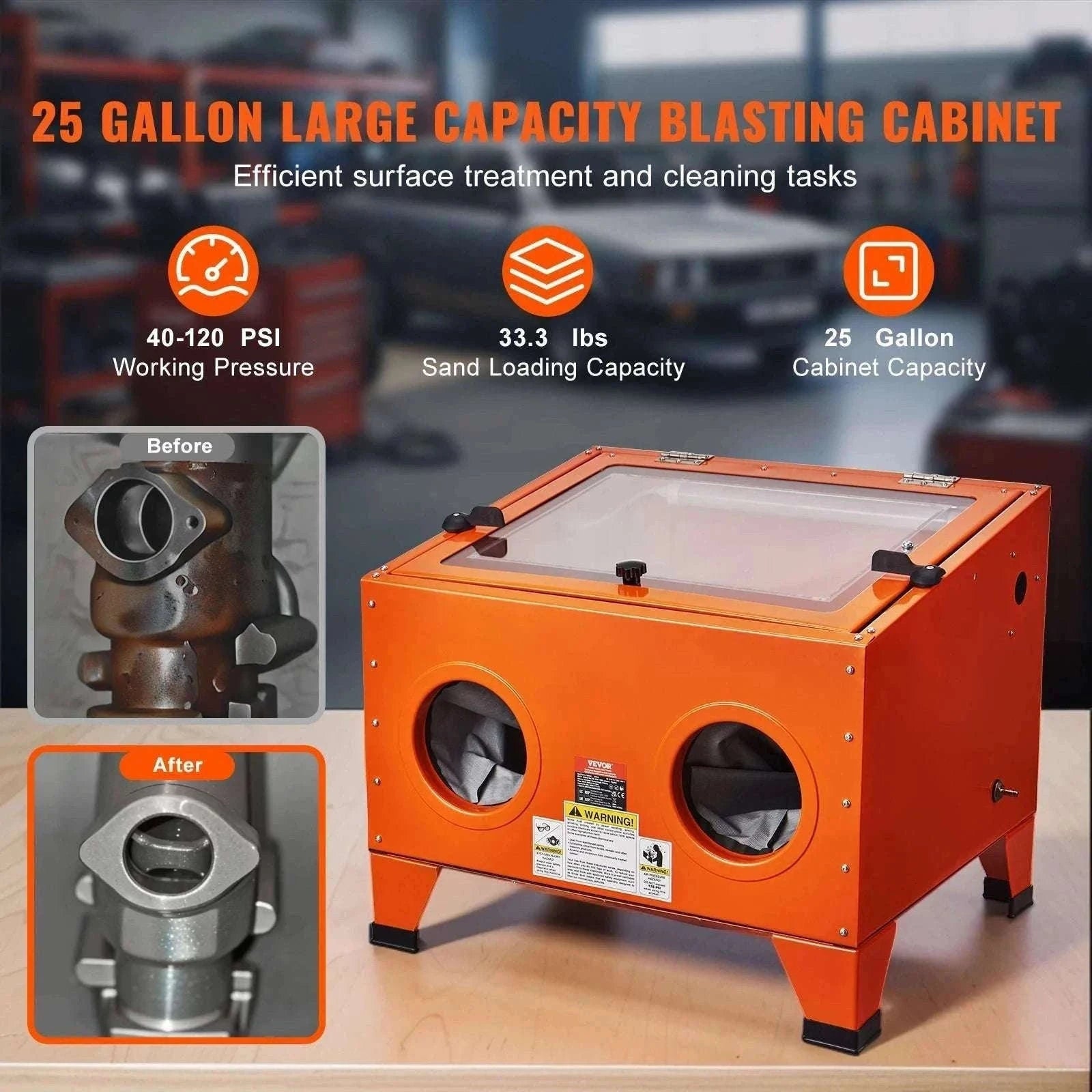 Benchtop Sandblasting Cabinet 25/40/60 Gallon with Gun & Nozzles-60 Gallon / france