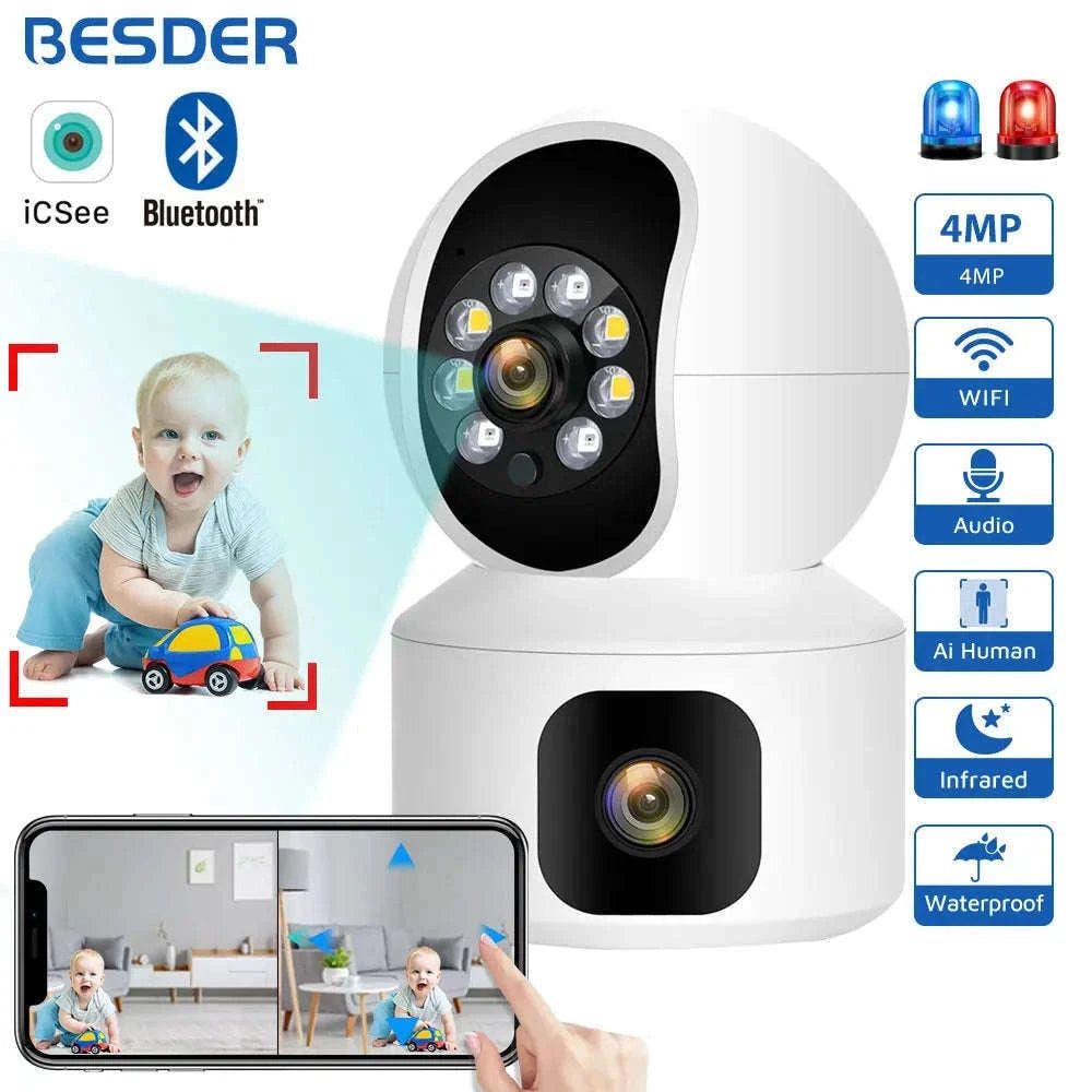 BESDER 4MP WiFi Dual Screen Baby Monitor Camera-4MP NO Card / EU Plug / GERMANY