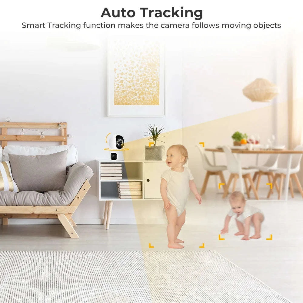 BESDER 4MP WiFi Dual Screen Baby Monitor Camera-4MP NO Card / EU Plug / GERMANY